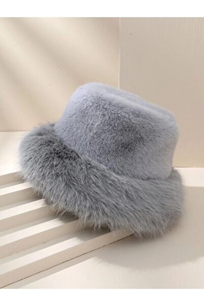 Axesoire 14623-1 Peluş Gri Kalpak Şapka