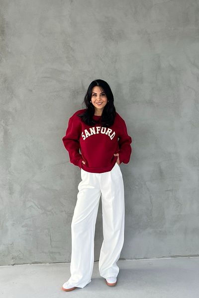 Seda Yalçın Atelier Claret Red Sweatshirt - Text Printed