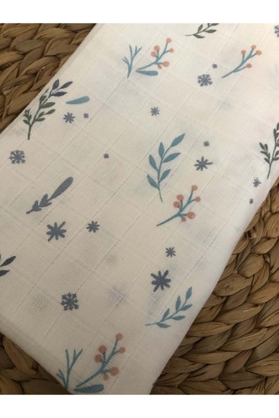 HEYBELİ ORGANİK 100% Cotton Muslin Coverlet / Indigo Pique Set