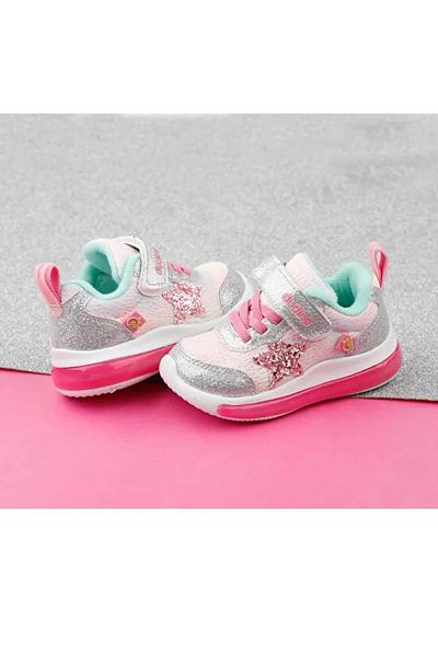 Dudino Lighted Pink Girl's Bingo Velcro Kids Sneakers