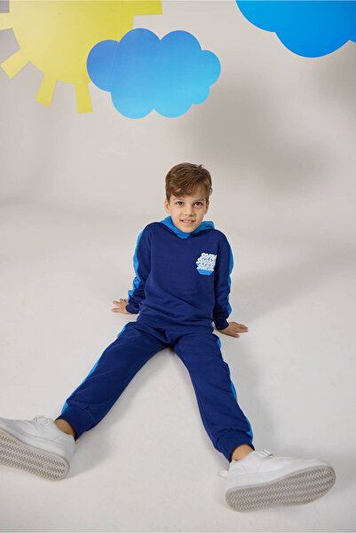 Verte Vallée "SO FAR SO GOOD" - Navy Blue Printed Sweatshirt and Pants Set