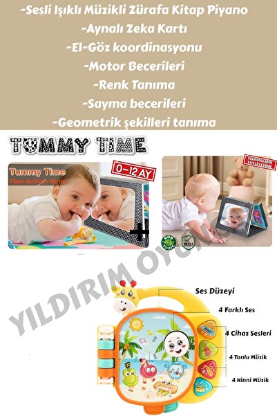 YILDIRIM OYUNCAK Tummy Tıme Aynalı Ilk Zeka Kartları-Sesli Işıklı Müzikli Zür...