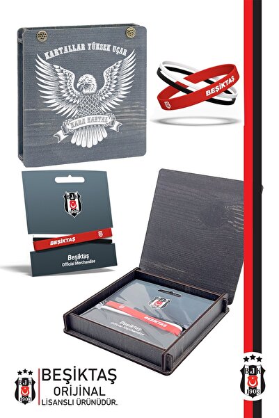Beşiktaş Beşiktaş Orijinal Lisanslı 3'lü BJK Silikon Bileklik Hediyelik Ahşap...