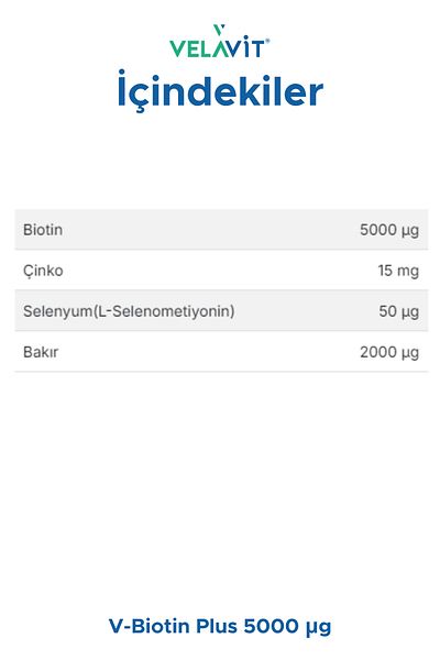 Velavit V-Biotin Plus 5000Mcg Food Supplement 60 Tablets