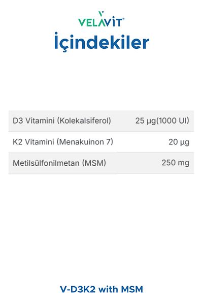 Velavit V-D3K2 with MSM 60 Tablet