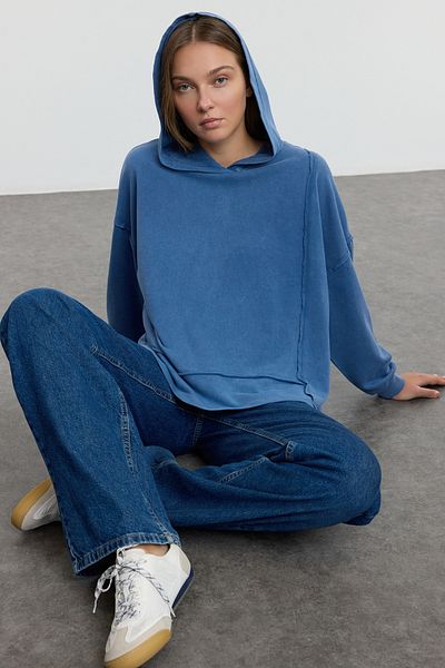 Trendyol Collection Pletená mikina Indigo - Twoaw23Sw00085