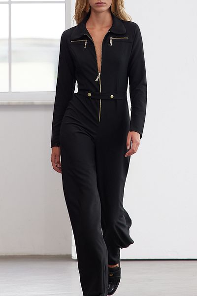 Trendyol Collection Dlouhá kombinéza s černým páskem na zip Twoaw25Tu00013