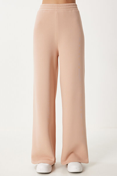 Happiness İstanbul Női keksz széles szárú, magasított vastag melegítőnadrág OW00052