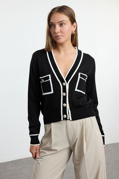 Trendyol Collection Knitwear Black Block Cardigan - Twoaw25Hi00071
