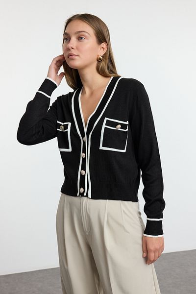 Trendyol Collection Knitwear Black Block Cardigan - Twoaw25Hi00071