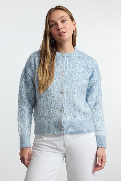 Trendyol Collection Modrý svetr s měkkým vzorem s texturou TWOAW25HI00185