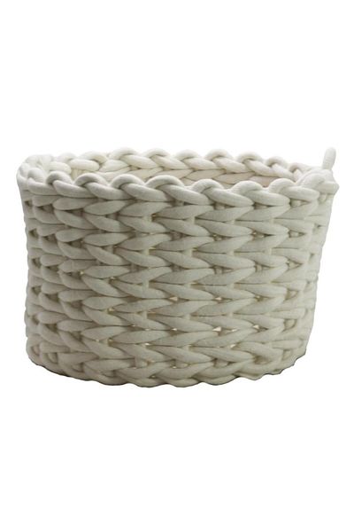 T.Concept Coș decorativ alb din macrame din frânghie - mărime mare (L)