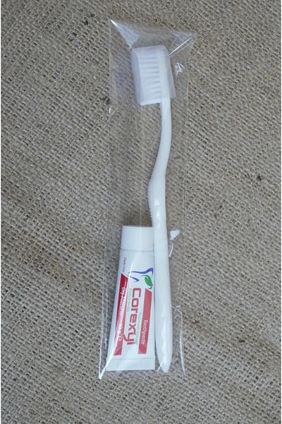 PazarPazartesi 500 Pieces of Toothbrush Set with Lid Hotel Type Toothbrush and 10 gr Toothpaste 2 Pack