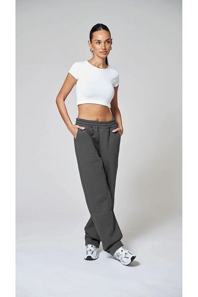 The Champ Clothing Pantaloni de sport afumati cu 3 fire - Talie elastica si picior tubular