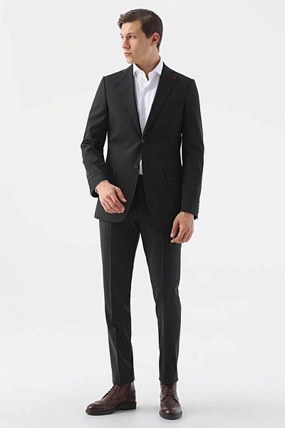 D'S Damat Ds Groom Slim Fit Black Plain Travel Suit