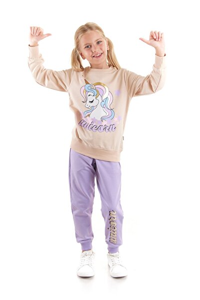 AHENGİM Σετ φούτερ και φούτερ για κορίτσια με στάμπα Unicorn - Ak2541