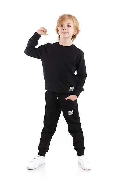 AHENGİM Unisex Σετ φούτερ και παντελόνι από βαμβάκι - Back To School Trend, Σετ 2 τεμαχίων Ak2528