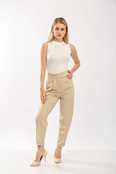 Fovere Παντελόνι καρότο με λεπτομέρεια με πλισέ με ψηλή μέση