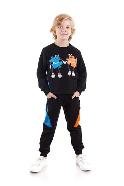AHENGİM Boy - Back To School Puzzle Σετ φούτερ και φούτερ με στάμπα 2 τεμαχίων Ak2543