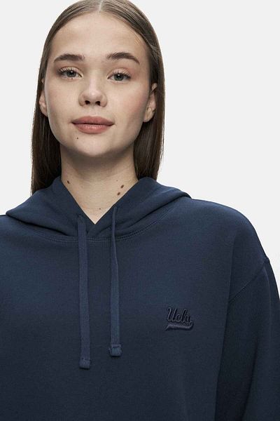 UCLA Navy Blue Embroidered Oversize Women's Sweatshirt - Crew Neck Weber