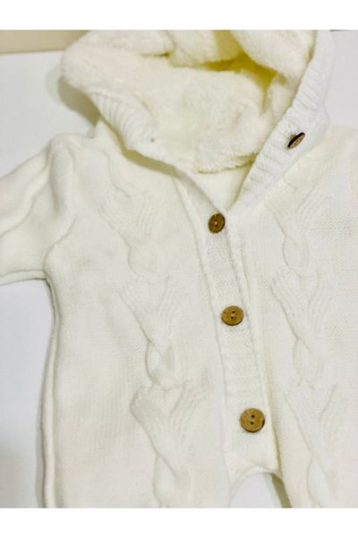 PİRİNÇ BEBE Baby Inner Fairy, Knitted Fluffy Buttoned Jumpsuit