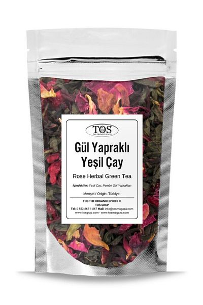 TOS The Organic Spices شاي بتلات الورد الأخضر - 250 جم (1. الجودة) الشاي الأخضر بتلات الورد