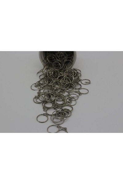 Hobimos 50 Pieces Silver Colored Chain Keychain Ring - 2.5 cm