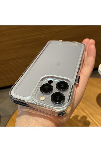EDELFU İphone 15 Pro Max Şeffaf Arkası Sararmaz Yanları Sararır Ekran Ve Kamera Çıkıntılı Silikon Kılıf