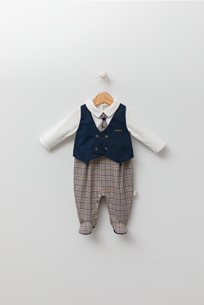 Babydola Suit-Looking Holiday Baby Boy Jumpsuit with Tie, Vest and Booties 13425