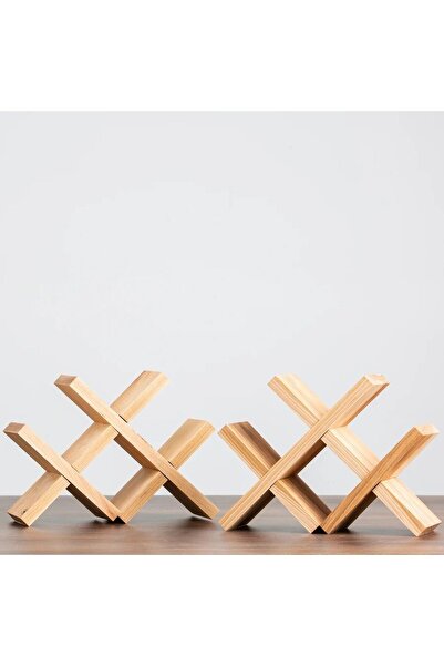 mywoodteks Woodteks Ahşap Şaraplık Masaüstü Şarap Şişesi Rafı Minimalist Şişe...