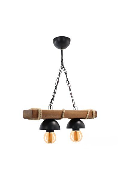 hü ma tasarım ve aksesuar Dekoratif Tekli İkili Üçlü Rustik Nigrum Halatlı Ahşap Avize Kütük Avize Doğal Avize