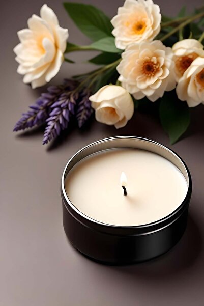 Believe Your Aura Lavanta Kokulu Mum - %100 Doğal Soya Mumu Siyah Metal Kutu ...