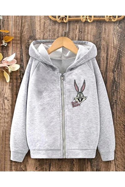 SeusCraft سترة أطفال قطنية مطبوعة باللون الرمادي من باغز باني - تصميم شتوي بغ...