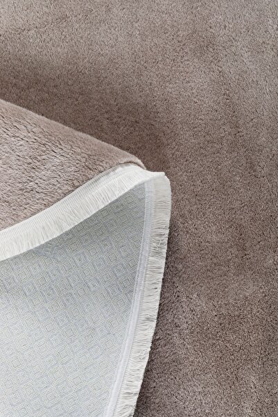 Valery Home Vl Oval Comfort Düz Saçaklı Peluş Halı Kahverengi