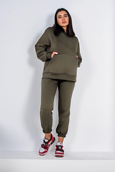 OKULCUBABA Set de trening pentru femei, cu 3 fire, culoare uni, fără imprimeu...