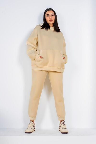 YAKAMEL Set de trening pentru femei 3 İpliktan Kumaşahara - Buzunar tip cangu...