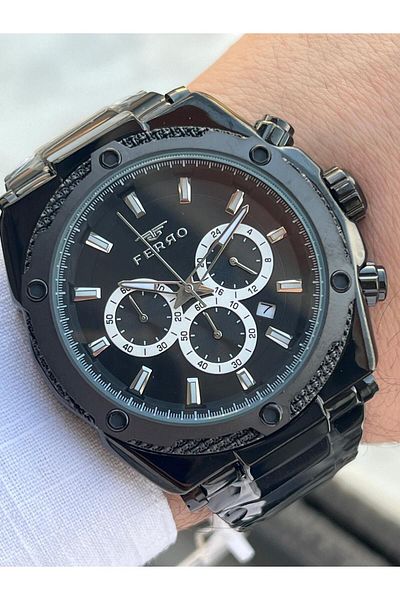 FERRO 30 Mt Waterproof Men's Wrist Watch with Steel Cord - Efm31397-Bg with Calendar