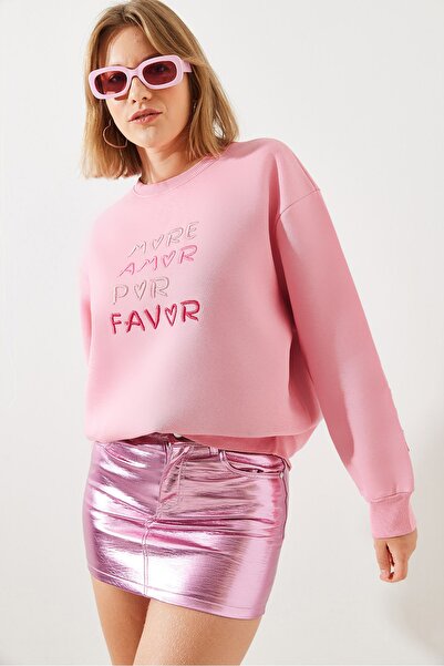 Bianco Lucci Γυναικείο φούτερ με κέντημα καρδιάς - Κείμενο 60251803