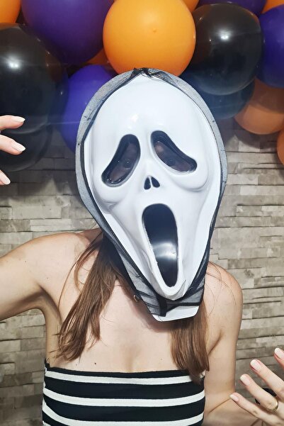 PEKSHOP Scream Mask Halloween Halloween Mask Ghost Scream Mask with Tulle Scream Mask Scary Mask