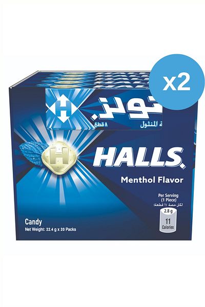 halls Menthol Flavoured Candy 22.4G - Pack of 20x2