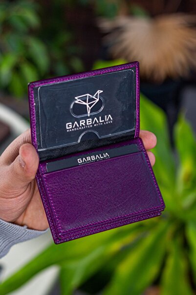 Garbalia Vera Genuine Leather - Minimal Designed Plum Card Holder