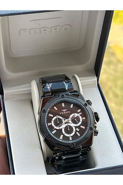 FERRO 30 Mt Waterproof Men's Wrist Watch with Steel Cord - Efm31397-Bg with Calendar