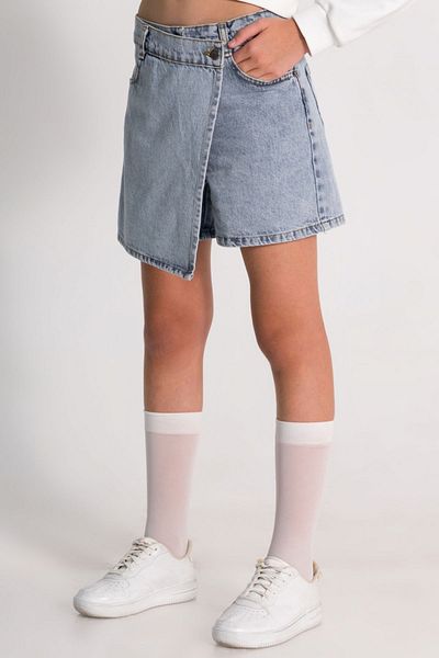 DMB BOYS & GIRLS Fata - Fusta scurtă din denim cu talie reglabilă din bumbac