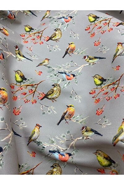 Favor Sonbahar Kuş Desenli Kumaş