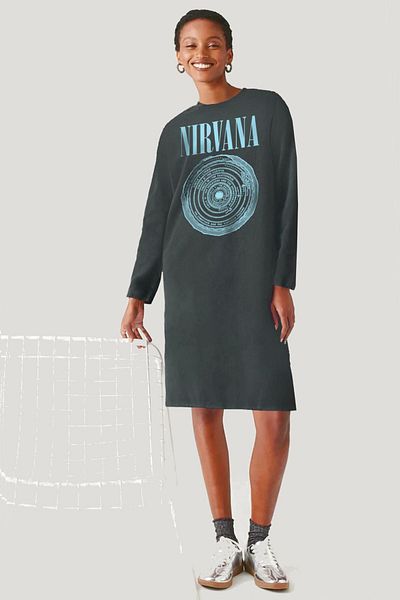 ROCKANDROLL Circle Circle Nirvana Antracit Deasupra Genunchiului Rochie Hanorac Relax Lungime Medie