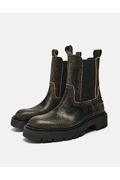 Butik ALLBUCKS ZA RA Hakiki Gerçek %100 Deri Çatlak Görünümlü Dokulu Bilekten Bot ABZRA0039