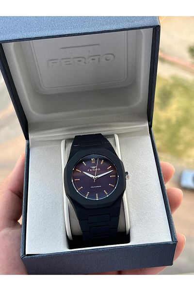 FERRO 50 Mt Water Resistant Men's Wristwatch - Polycarbon Case and Cord Ef11400-P11