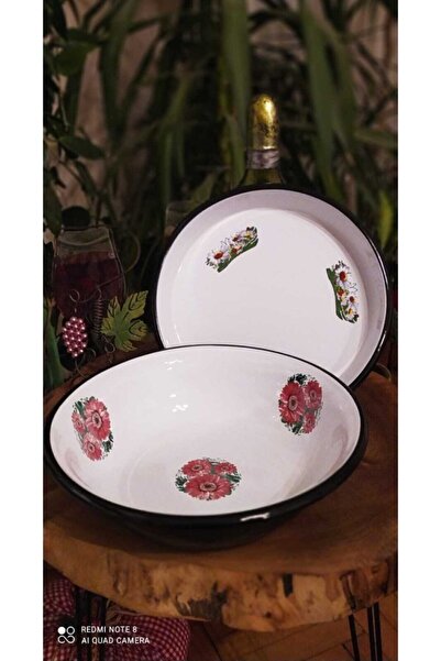 Emaye Market Tepsi 28 Cm Ve Leğen 32 Cm