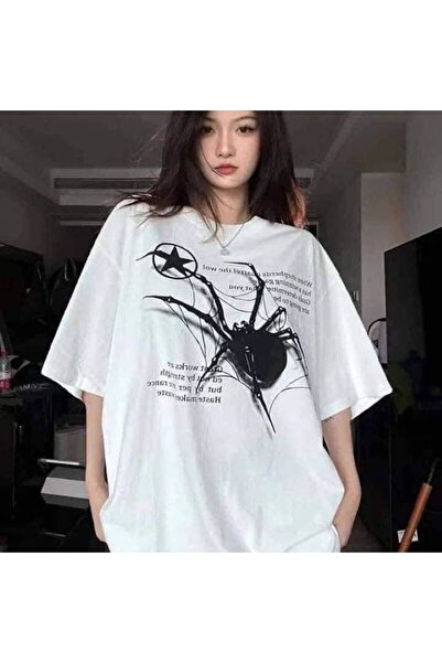ÖZGESTORE Λευκό T-Shirt - Spider Spider Printed