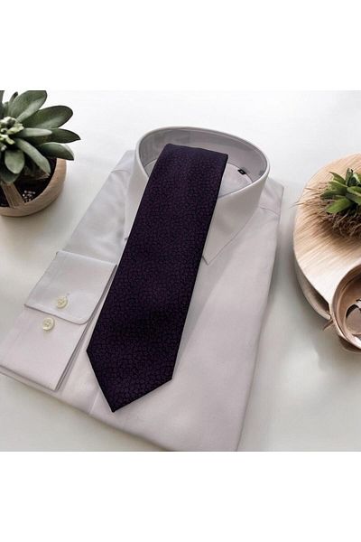 Sarar Micro Patterned Microfiber Plum Tie